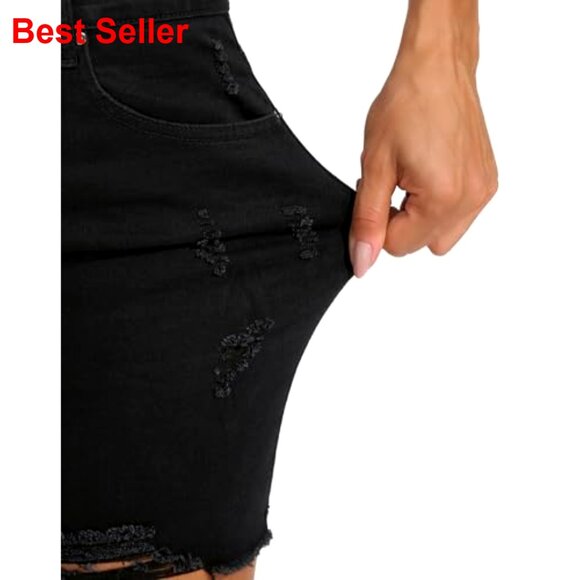 Women's Casual Summer Ripped High Waisted Stretch Distressed Frayed Raw Hem - Picture 4 of 7